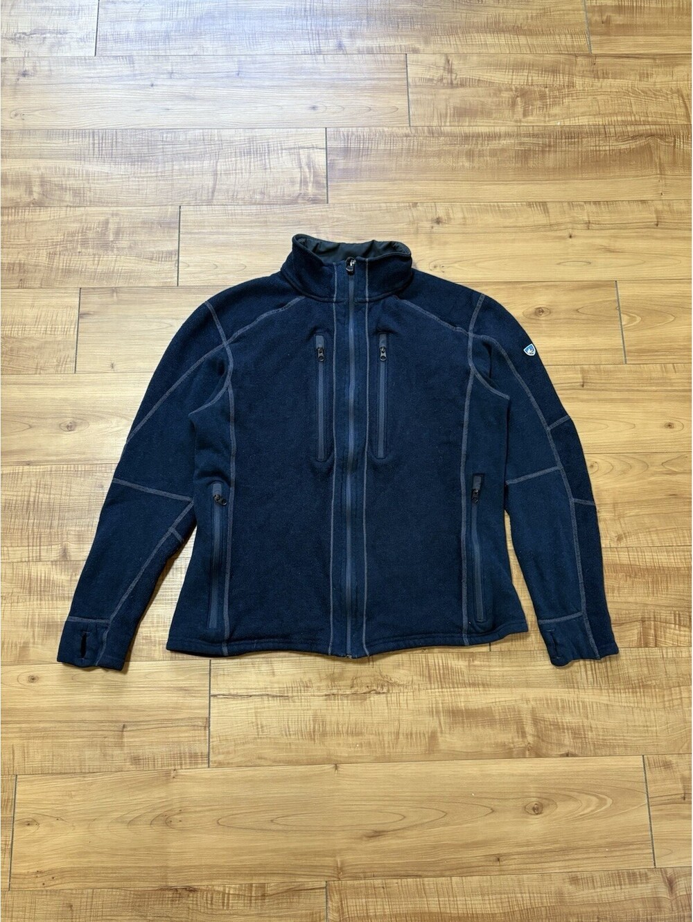 Kuhl Jacket Alfpaca Kashmira Fleece Women’s XL Blue Full Zip Thumb Hole Hiking